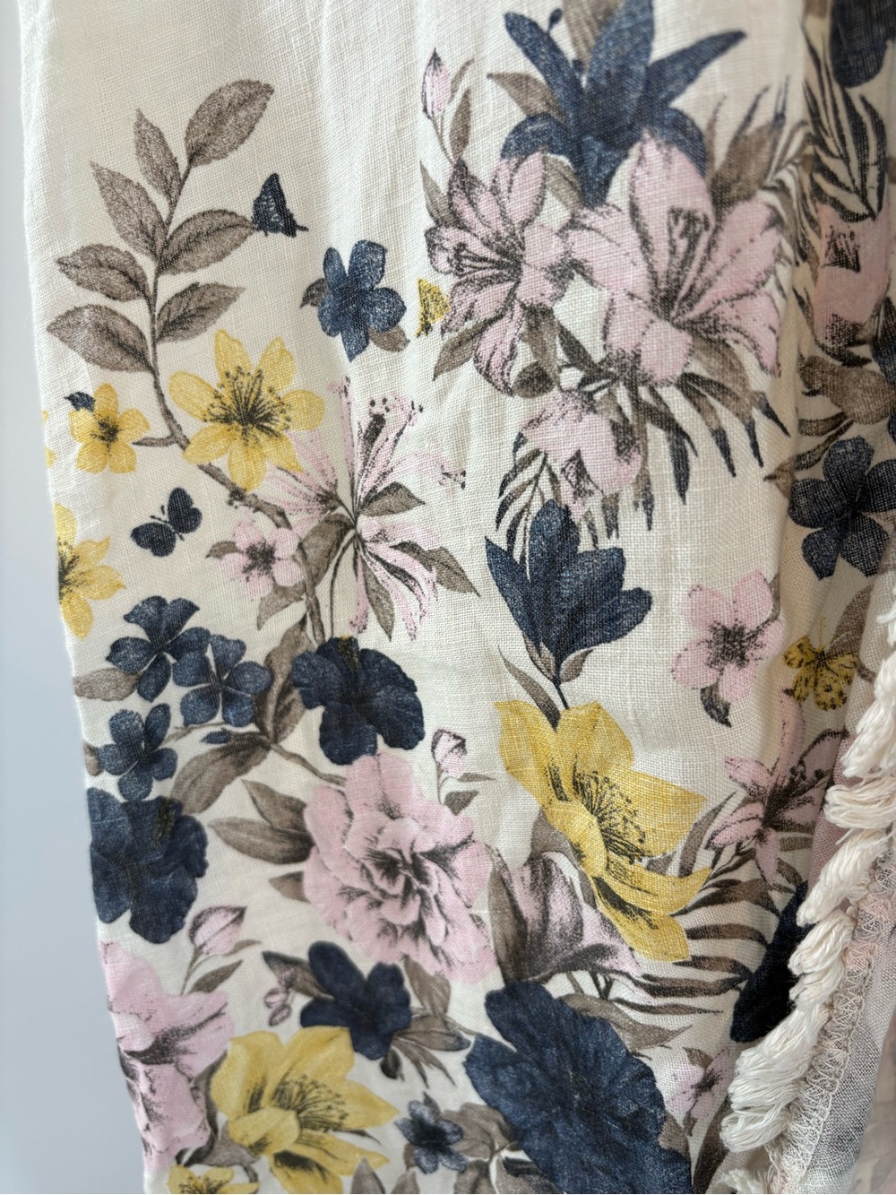 Francesca Bettini Italy Linen Floral Duster Vest Fringe Trim High Low OS - Picture 2 of 9